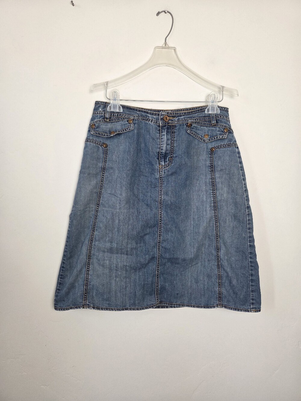 Jeanstar Denim Skirt A-Line Knee Length Y2K 90s Medium Wash Retro Casual Medium